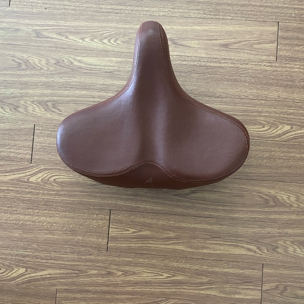 Elegant Brown Leather Bike Seat